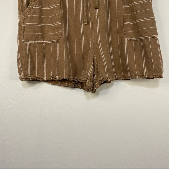 TIME AND TRU Linen Blend Shorts Pockets 4” Brown Stripe Plus Size XXL 20 - Picture 6 of 9